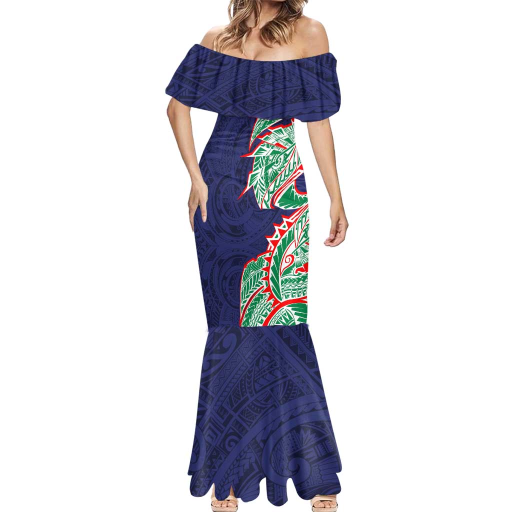 New Zealand Warriors Mermaid Dress Polynesian Tribal Tattoo Pacific Sport Art