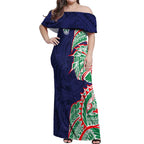 New Zealand Warriors Off Shoulder Maxi Dress Polynesian Tribal Tattoo Pacific Sport Art