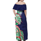 New Zealand Warriors Off Shoulder Maxi Dress Polynesian Tribal Tattoo Pacific Sport Art