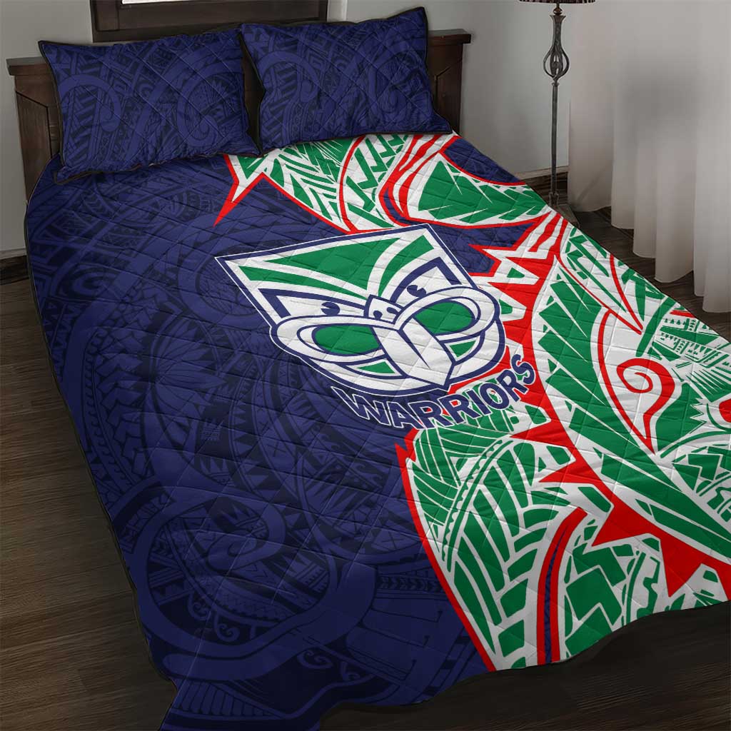 New Zealand Warriors Quilt Bed Set Polynesian Tribal Tattoo Pacific Sport Art
