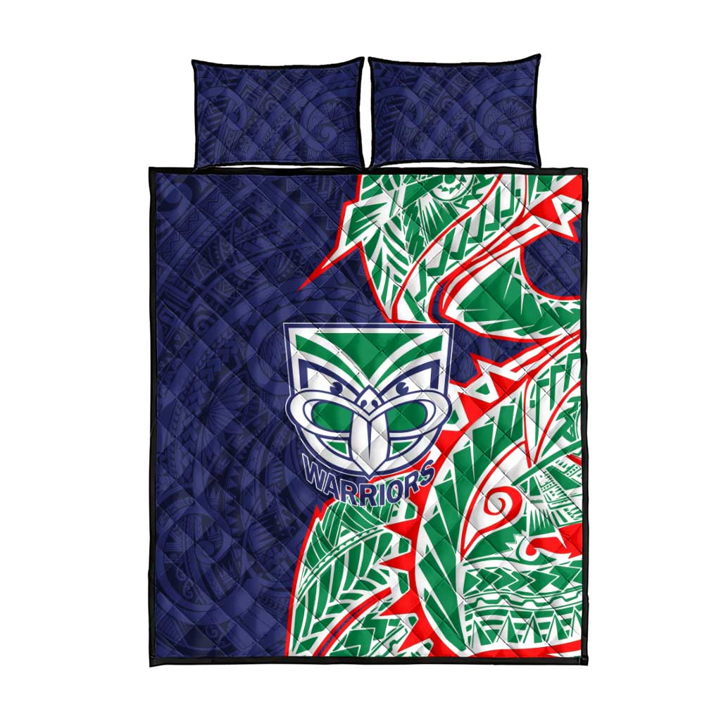 New Zealand Warriors Quilt Bed Set Polynesian Tribal Tattoo Pacific Sport Art