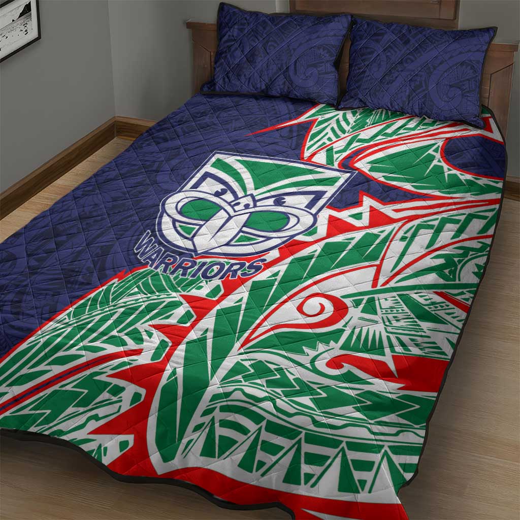 New Zealand Warriors Quilt Bed Set Polynesian Tribal Tattoo Pacific Sport Art