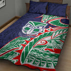 New Zealand Warriors Quilt Bed Set Polynesian Tribal Tattoo Pacific Sport Art