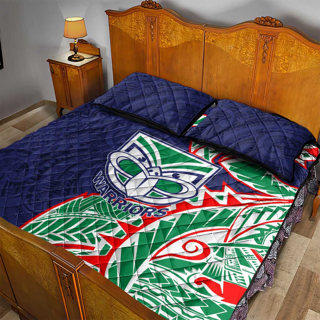 New Zealand Warriors Quilt Bed Set Polynesian Tribal Tattoo Pacific Sport Art