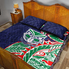 New Zealand Warriors Quilt Bed Set Polynesian Tribal Tattoo Pacific Sport Art