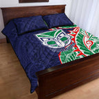 New Zealand Warriors Quilt Bed Set Polynesian Tribal Tattoo Pacific Sport Art
