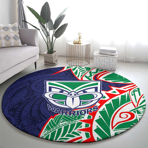 New Zealand Warriors Round Carpet Polynesian Tribal Tattoo Pacific Sport Art