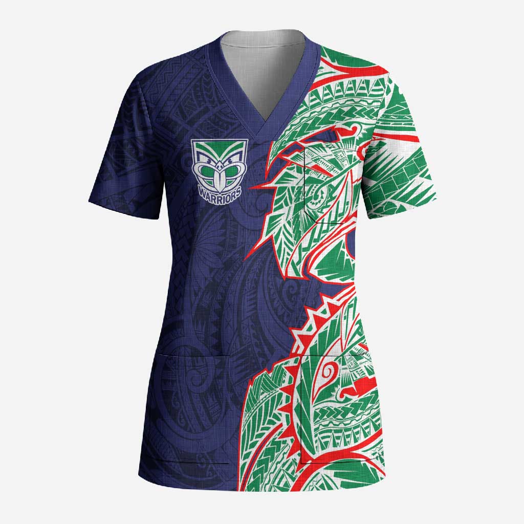 New Zealand Warriors Scrub Top Polynesian Tribal Tattoo Pacific Sport Art