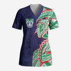 New Zealand Warriors Scrub Top Polynesian Tribal Tattoo Pacific Sport Art