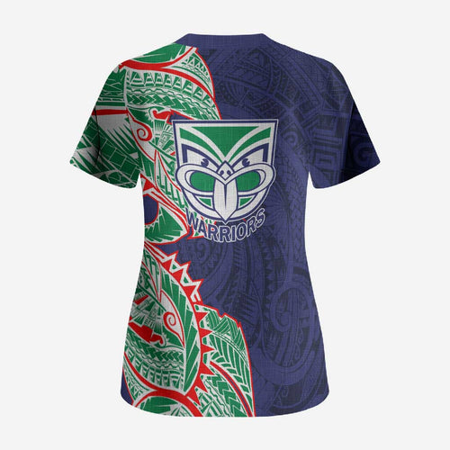 New Zealand Warriors Scrub Top Polynesian Tribal Tattoo Pacific Sport Art