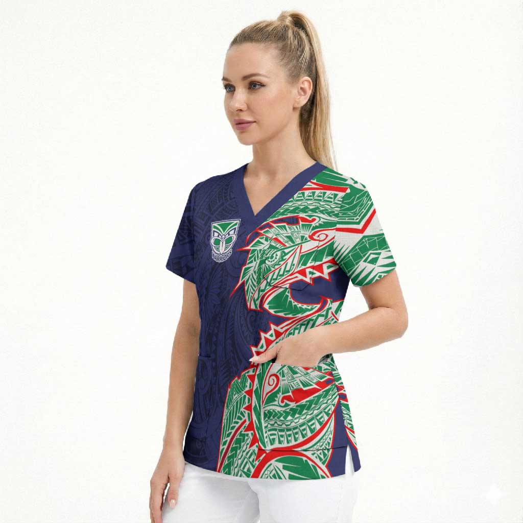 New Zealand Warriors Scrub Top Polynesian Tribal Tattoo Pacific Sport Art