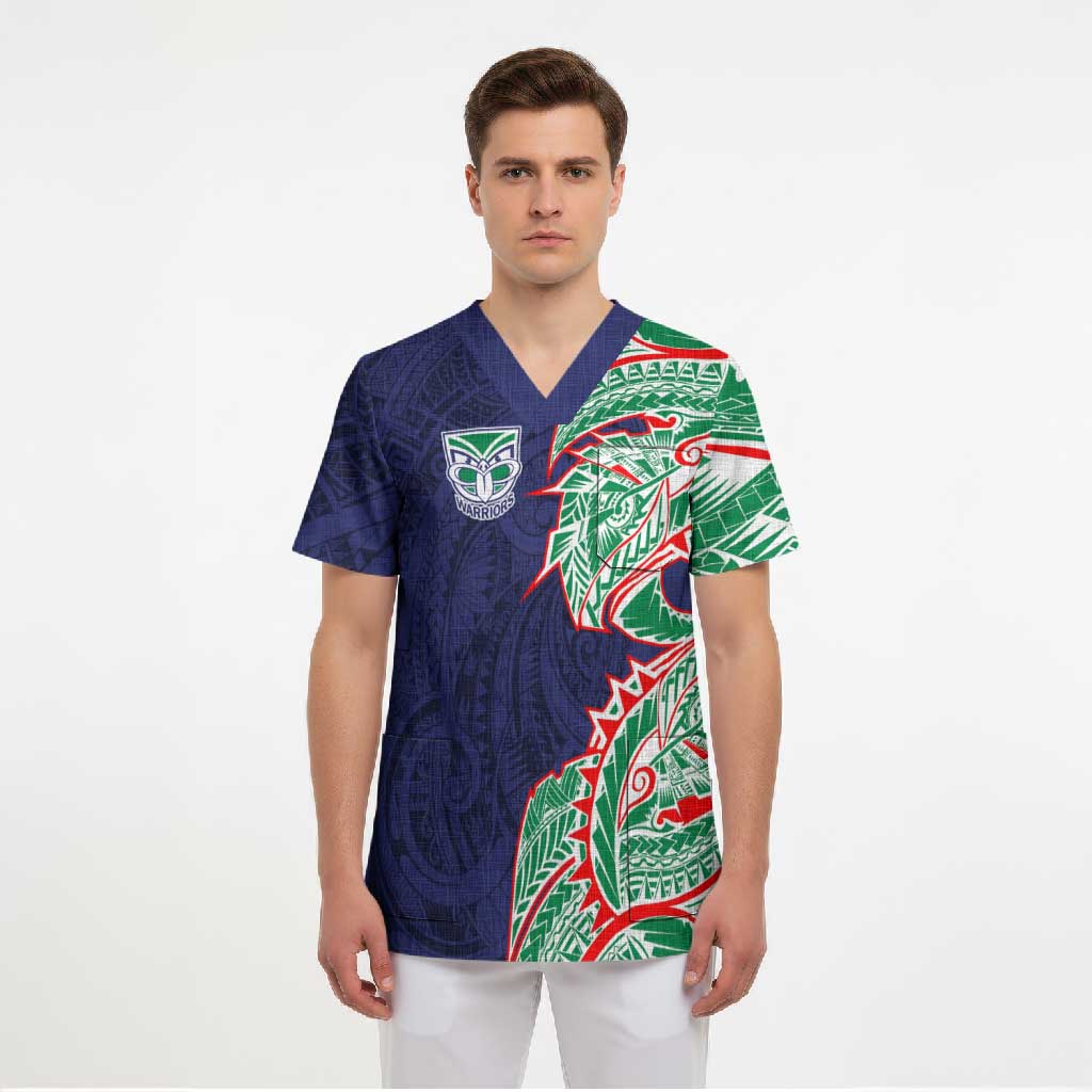 New Zealand Warriors Scrub Top Polynesian Tribal Tattoo Pacific Sport Art