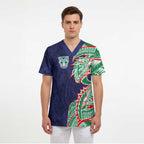 New Zealand Warriors Scrub Top Polynesian Tribal Tattoo Pacific Sport Art