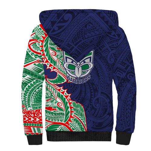 New Zealand Warriors Sherpa Hoodie Polynesian Tribal Tattoo Pacific Sport Art