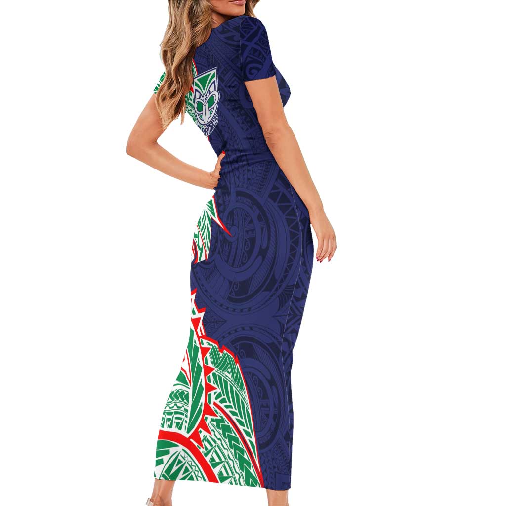 New Zealand Warriors Short Sleeve Bodycon Dress Polynesian Tribal Tattoo Pacific Sport Art