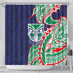 New Zealand Warriors Shower Curtain Polynesian Tribal Tattoo Pacific Sport Art
