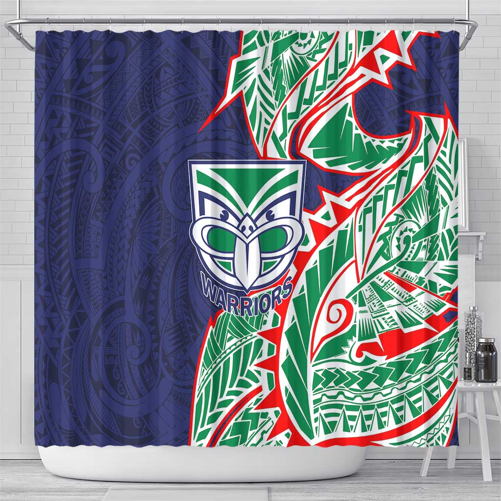 New Zealand Warriors Shower Curtain Polynesian Tribal Tattoo Pacific Sport Art