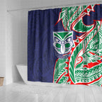 New Zealand Warriors Shower Curtain Polynesian Tribal Tattoo Pacific Sport Art