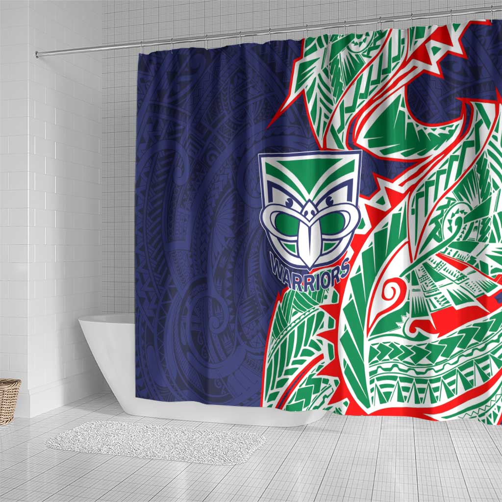 New Zealand Warriors Shower Curtain Polynesian Tribal Tattoo Pacific Sport Art