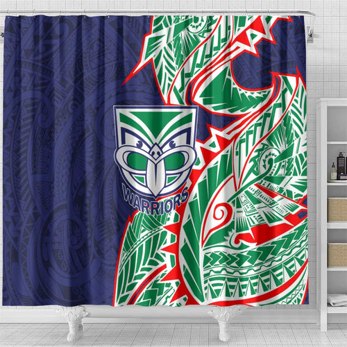 New Zealand Warriors Shower Curtain Polynesian Tribal Tattoo Pacific Sport Art