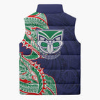 New Zealand Warriors Sleeveless Puffer Jacket Polynesian Tribal Tattoo Pacific Sport Art