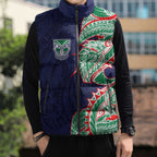 New Zealand Warriors Sleeveless Puffer Jacket Polynesian Tribal Tattoo Pacific Sport Art