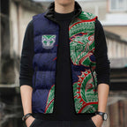 New Zealand Warriors Sleeveless Puffer Jacket Polynesian Tribal Tattoo Pacific Sport Art