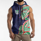 New Zealand Warriors Sleeveless Zip Hoodie Polynesian Tribal Tattoo Pacific Sport Art