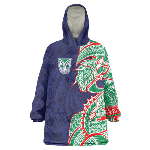 New Zealand Warriors Wearable Blanket Hoodie Polynesian Tribal Tattoo Pacific Sport Art