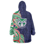 New Zealand Warriors Wearable Blanket Hoodie Polynesian Tribal Tattoo Pacific Sport Art