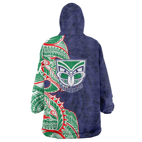 New Zealand Warriors Wearable Blanket Hoodie Polynesian Tribal Tattoo Pacific Sport Art
