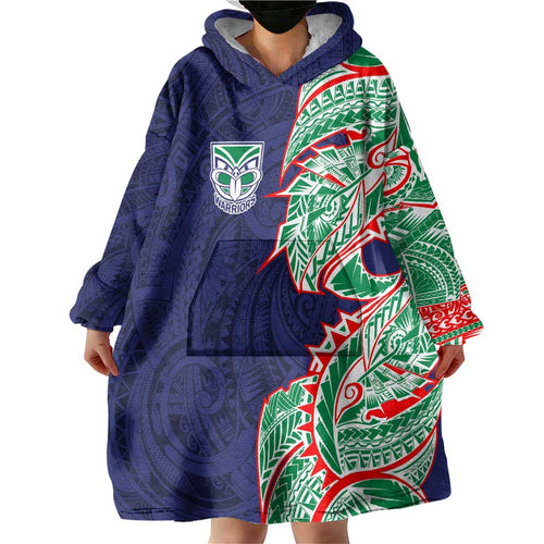 New Zealand Warriors Wearable Blanket Hoodie Polynesian Tribal Tattoo Pacific Sport Art