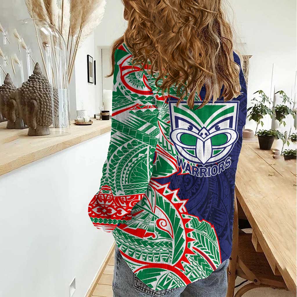 New Zealand Warriors Women Casual Shirt Polynesian Tribal Tattoo Pacific Sport Art