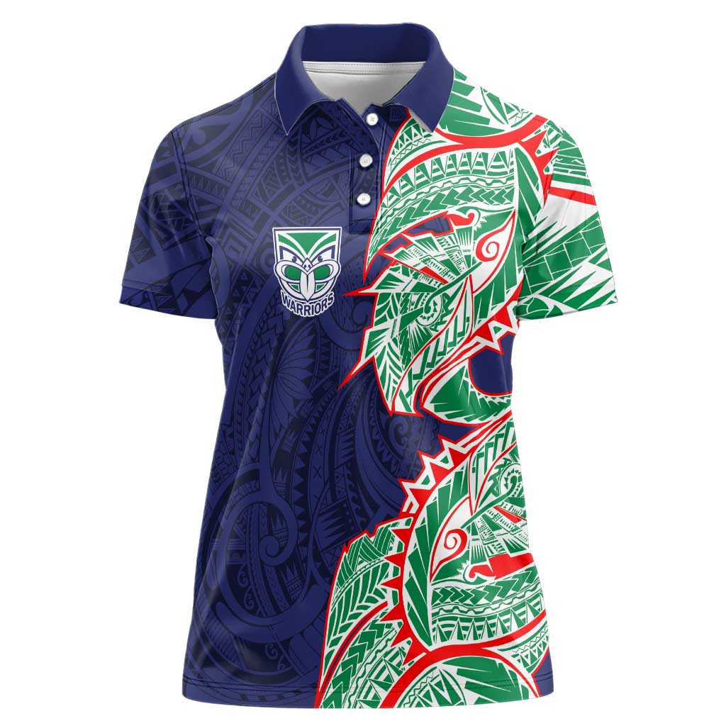 New Zealand Warriors Women Polo Shirt Polynesian Tribal Tattoo Pacific Sport Art