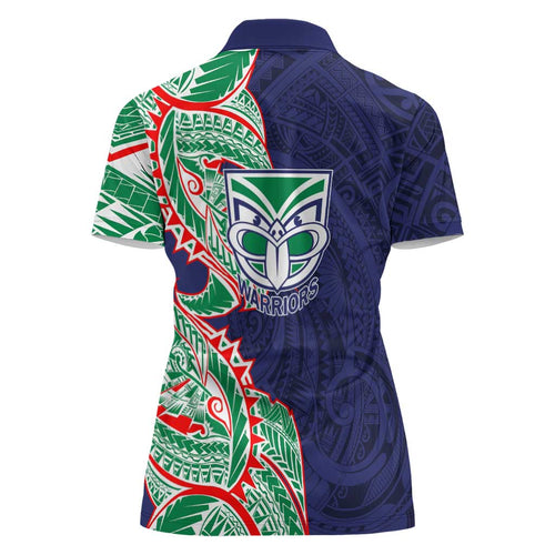 New Zealand Warriors Women Polo Shirt Polynesian Tribal Tattoo Pacific Sport Art