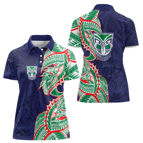 New Zealand Warriors Women Polo Shirt Polynesian Tribal Tattoo Pacific Sport Art