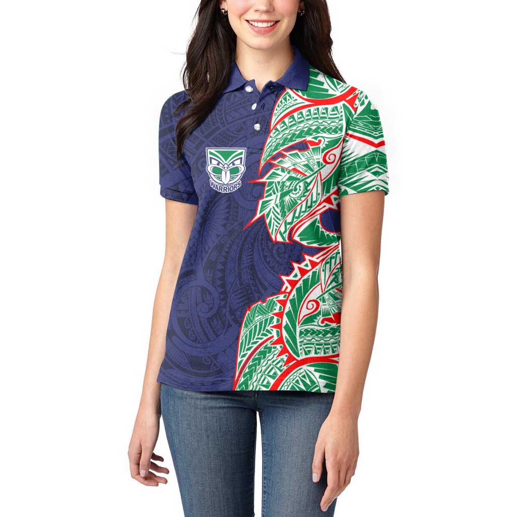 New Zealand Warriors Women Polo Shirt Polynesian Tribal Tattoo Pacific Sport Art