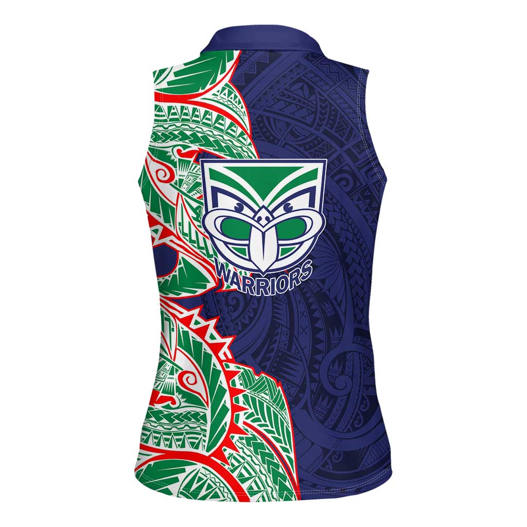 New Zealand Warriors Women Sleeveless Polo Shirt Polynesian Tribal Tattoo Pacific Sport Art