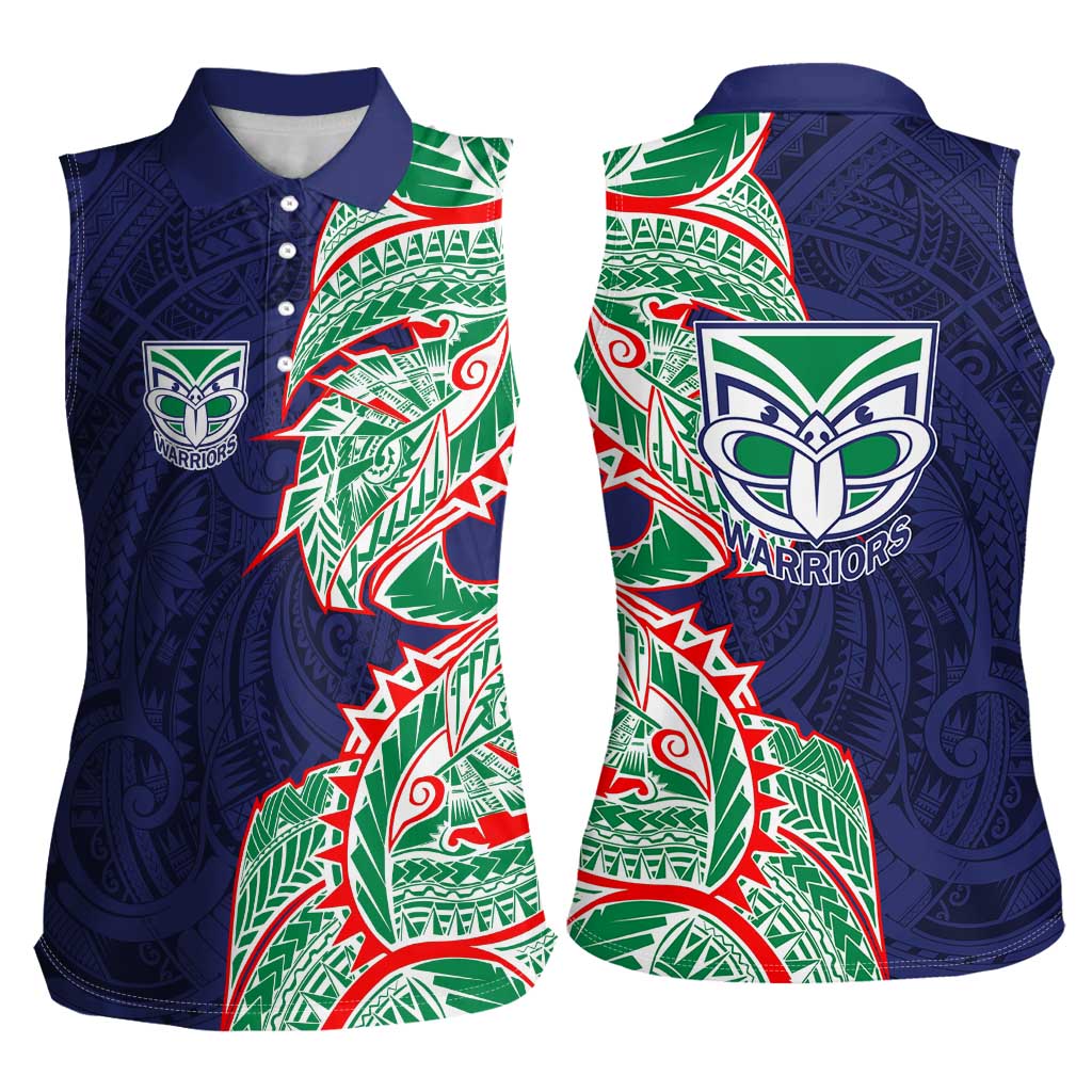 New Zealand Warriors Women Sleeveless Polo Shirt Polynesian Tribal Tattoo Pacific Sport Art