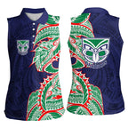 New Zealand Warriors Women Sleeveless Polo Shirt Polynesian Tribal Tattoo Pacific Sport Art