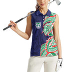 New Zealand Warriors Women Sleeveless Polo Shirt Polynesian Tribal Tattoo Pacific Sport Art