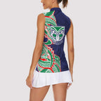 New Zealand Warriors Women Sleeveless Polo Shirt Polynesian Tribal Tattoo Pacific Sport Art