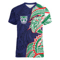 New Zealand Warriors Women V-Neck T-Shirt Polynesian Tribal Tattoo Pacific Sport Art