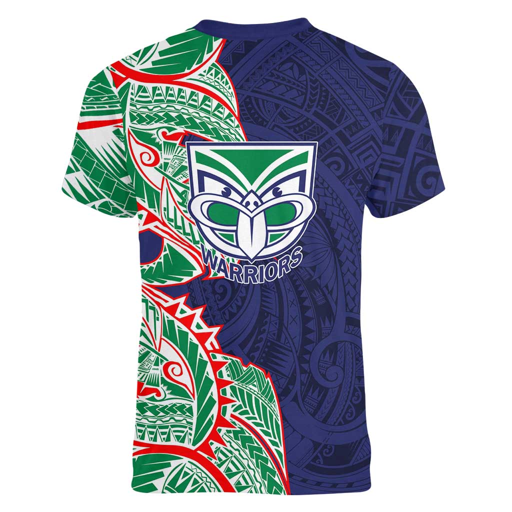 New Zealand Warriors Women V-Neck T-Shirt Polynesian Tribal Tattoo Pacific Sport Art
