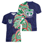 New Zealand Warriors Women V-Neck T-Shirt Polynesian Tribal Tattoo Pacific Sport Art
