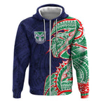 New Zealand Warriors Zip Hoodie Polynesian Tribal Tattoo Pacific Sport Art
