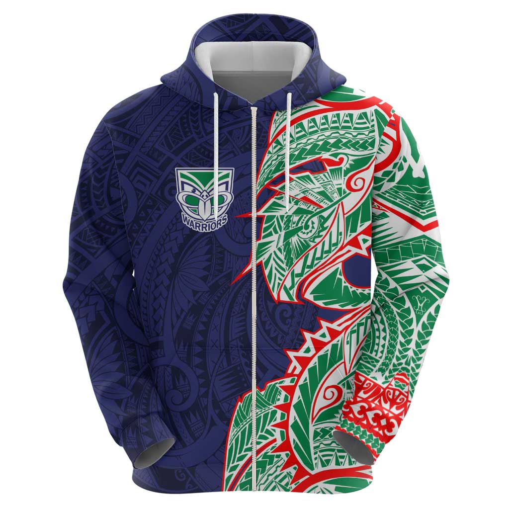 New Zealand Warriors Zip Hoodie Polynesian Tribal Tattoo Pacific Sport Art