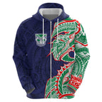 New Zealand Warriors Zip Hoodie Polynesian Tribal Tattoo Pacific Sport Art