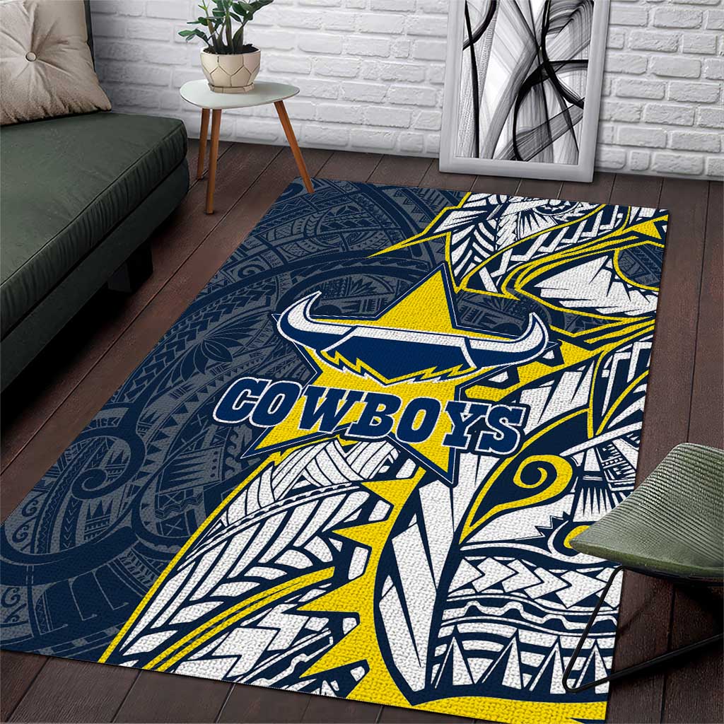 North Queensland Cowboys Area Rug Polynesian Tribal Tattoo Pacific Sport Art