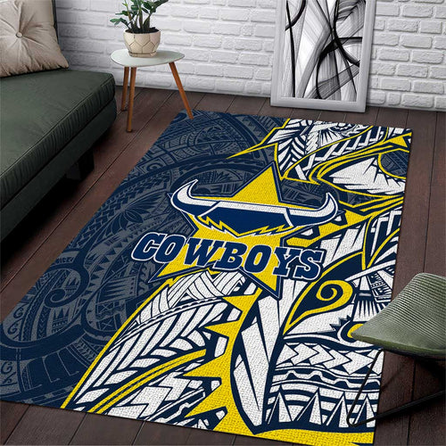 North Queensland Cowboys Area Rug Polynesian Tribal Tattoo Pacific Sport Art